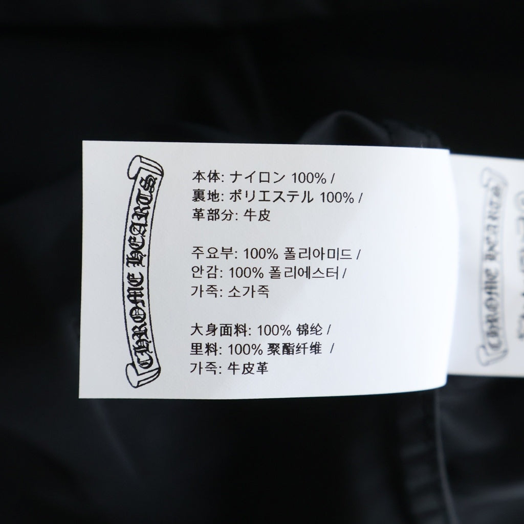 CHROME HEARTS(クロムハーツ) Y NOT ワイノット カーペンター レザーポケット クロスパッチ ナイロン ダガージップ 半袖シャツジャケット ブラック