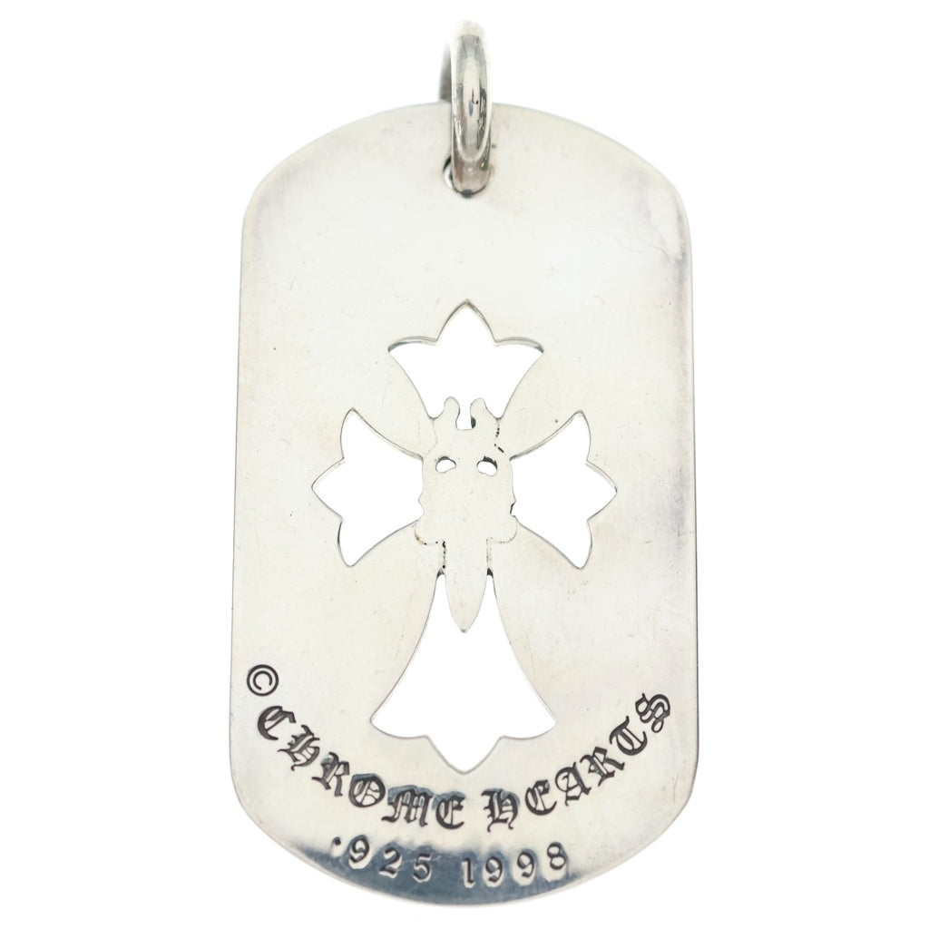CHROME HEARTS(クロムハーツ) D TAG LRG CROSS DAGG カットアウトクロスダガー ラージドッグタグ ネックレストップ シルバー