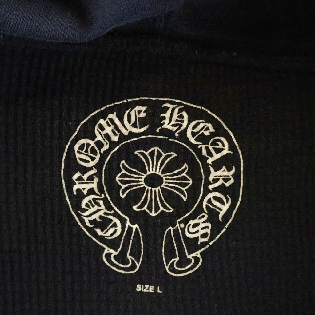 CHROME HEARTS(クロムハーツ) OLD SWTSHRT HD ZIP オールド 裏地サーマル 袖ロゴ ホースシュープリント ダガージップフーディ パーカー ブラック