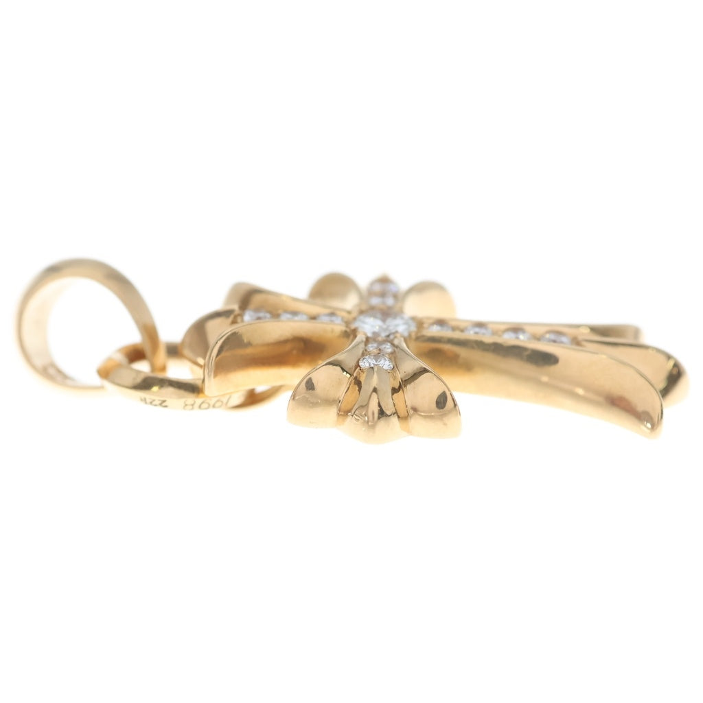 CHROME HEARTS(クロムハーツ) 22K CH CRS SML W BALE P D スモールCHクロス Wベイル PAVEダイヤ ペンダントトップ ゴールド