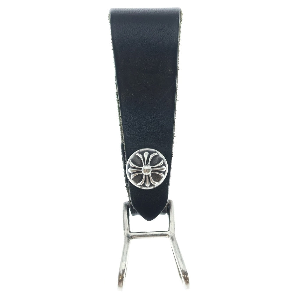 CHROME HEARTS(クロムハーツ) BELT LOOP クロスボールボタンレザーベルトループ シルバー/ブラック BCA397