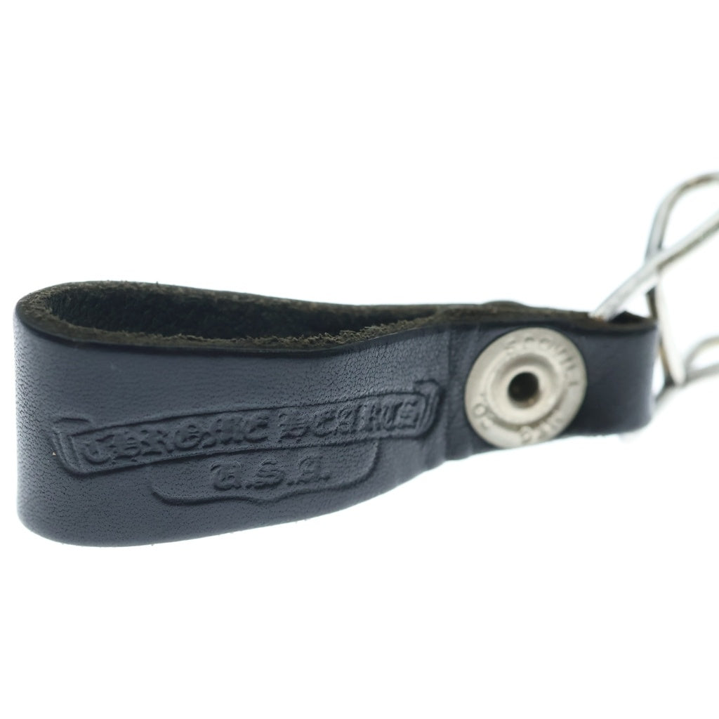 CHROME HEARTS(クロムハーツ) BELT LOOP クロスボールボタンレザーベルトループ シルバー/ブラック BCA397