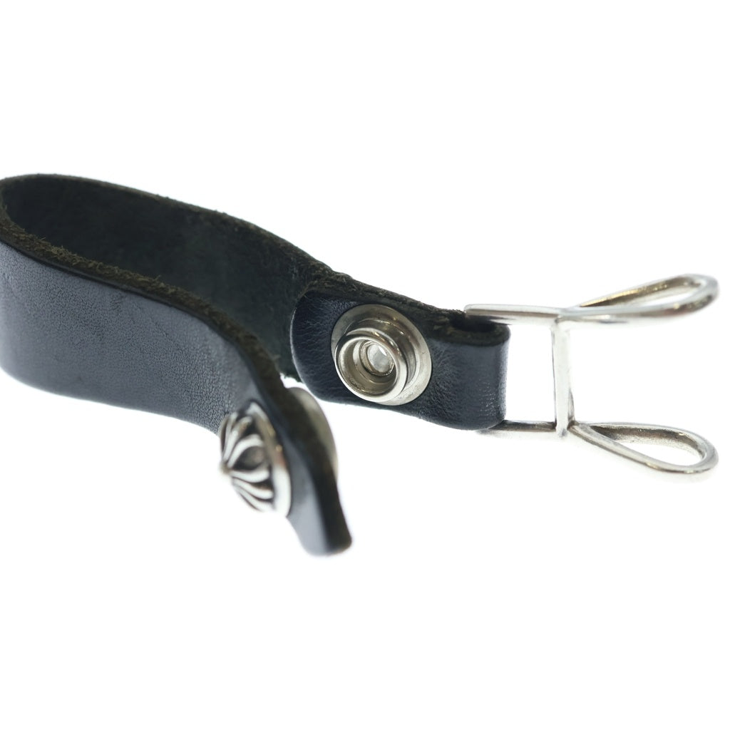 CHROME HEARTS(クロムハーツ) BELT LOOP クロスボールボタンレザーベルトループ シルバー/ブラック BCA397