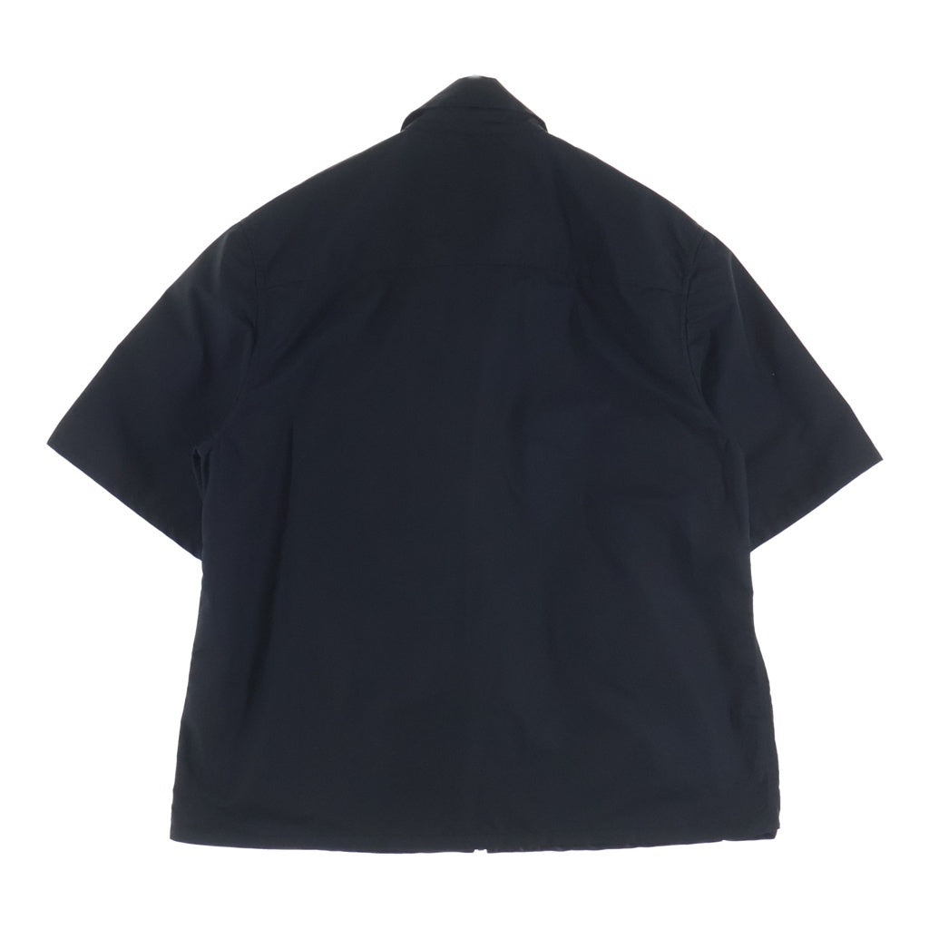 CHROME HEARTS(クロムハーツ) Y NOT ワイノット カーペンター レザーポケット クロスパッチ ナイロン ダガージップ 半袖シャツジャケット ブラック