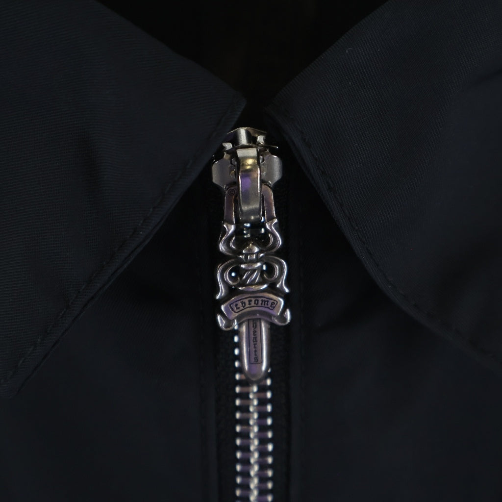 CHROME HEARTS(クロムハーツ) Y NOT ワイノット カーペンター レザーポケット クロスパッチ ナイロン ダガージップ 半袖シャツジャケット ブラック