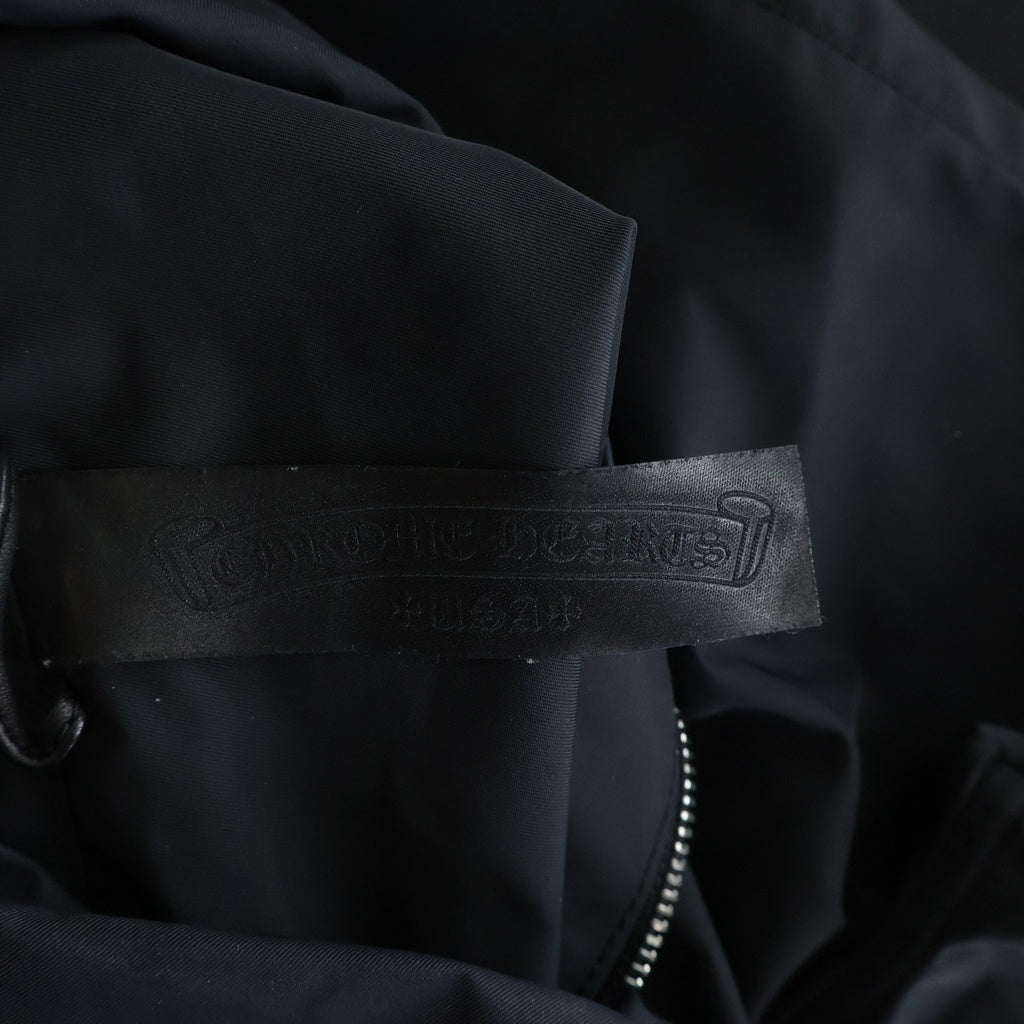 CHROME HEARTS(クロムハーツ) Y NOT ワイノット カーペンター レザーポケット クロスパッチ ナイロン ダガージップ 半袖シャツジャケット ブラック
