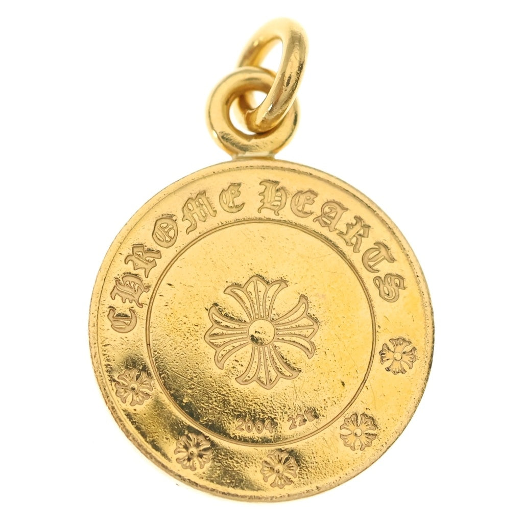 CHROME HEARTS(クロムハーツ) 22K CHRM ANGL MDL P D エンジェルメダルチャーム PAVEダイヤ ゴールドネックレストップ