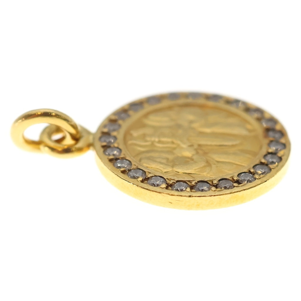 CHROME HEARTS(クロムハーツ) 22K CHRM ANGL MDL P D エンジェルメダルチャーム PAVEダイヤ ゴールドネックレストップ