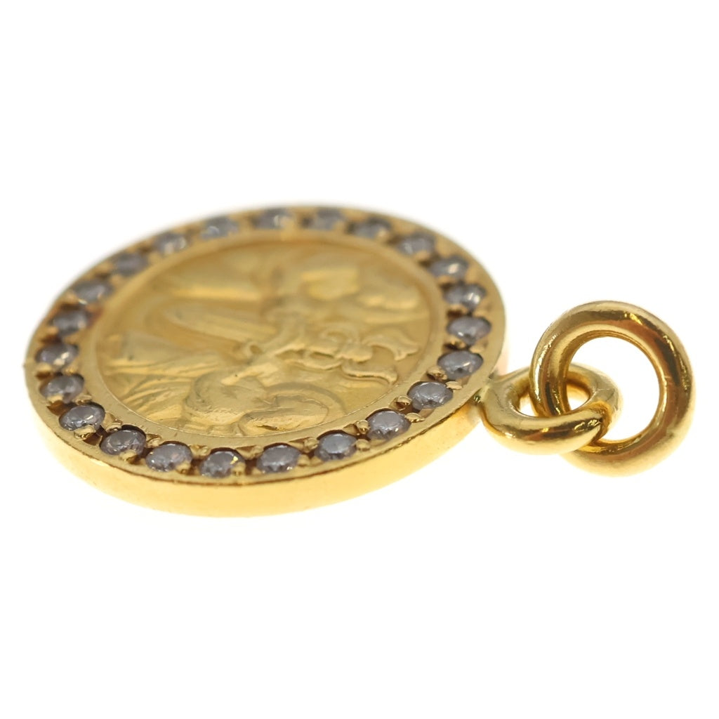 CHROME HEARTS(クロムハーツ) 22K CHRM ANGL MDL P D エンジェルメダルチャーム PAVEダイヤ ゴールドネックレストップ