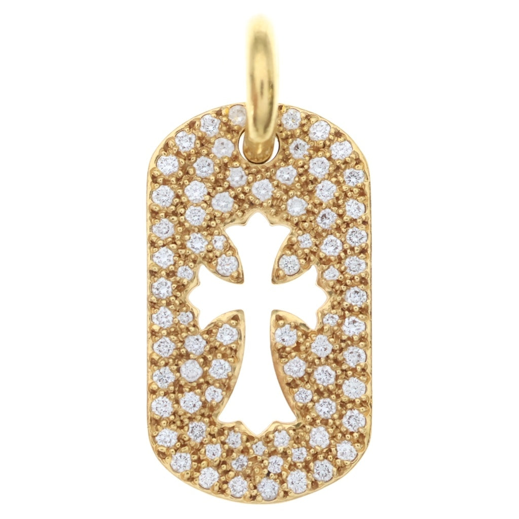 CHROME HEARTS(クロムハーツ) 22K SMALL DOGTAG P D スモールドッグタグ PAVEダイヤ ゴールドネックレストップ