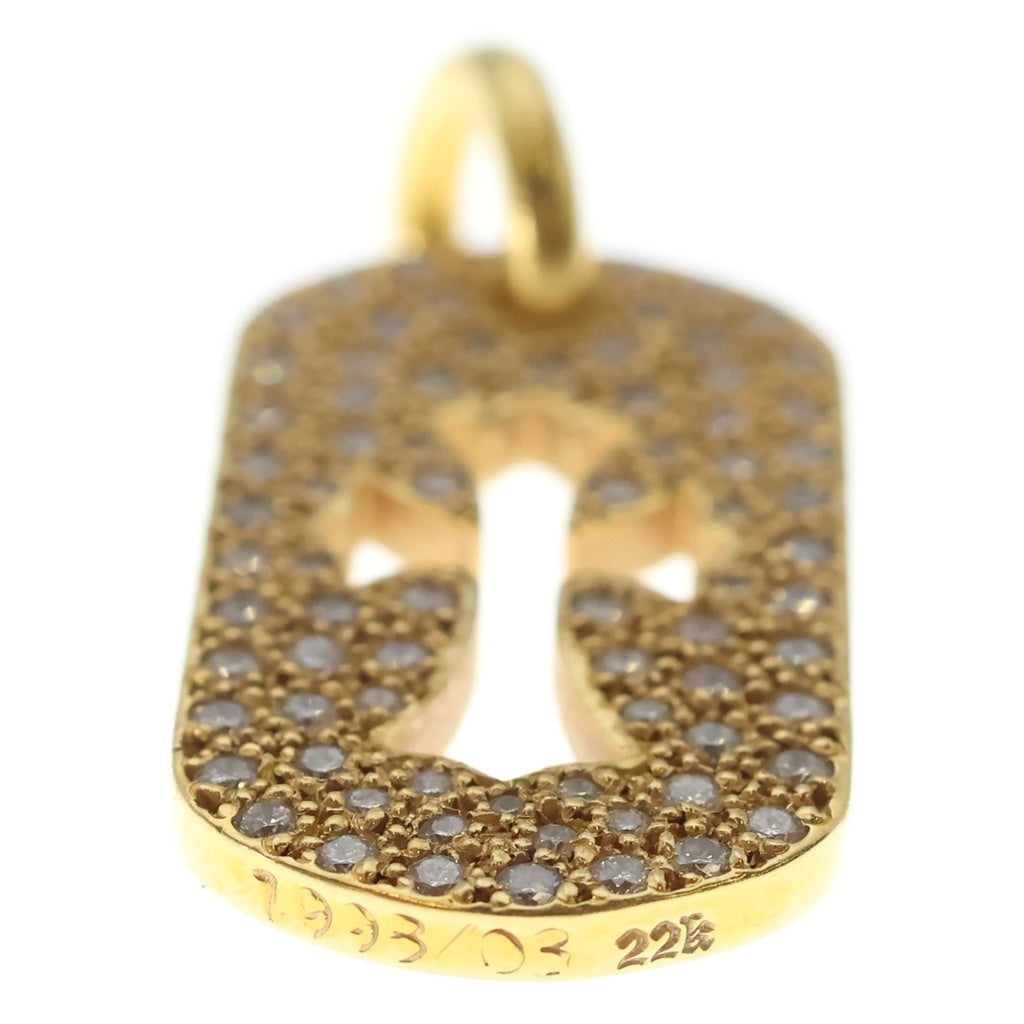 CHROME HEARTS(クロムハーツ) 22K SMALL DOGTAG P D スモールドッグタグ PAVEダイヤ ゴールドネックレストップ