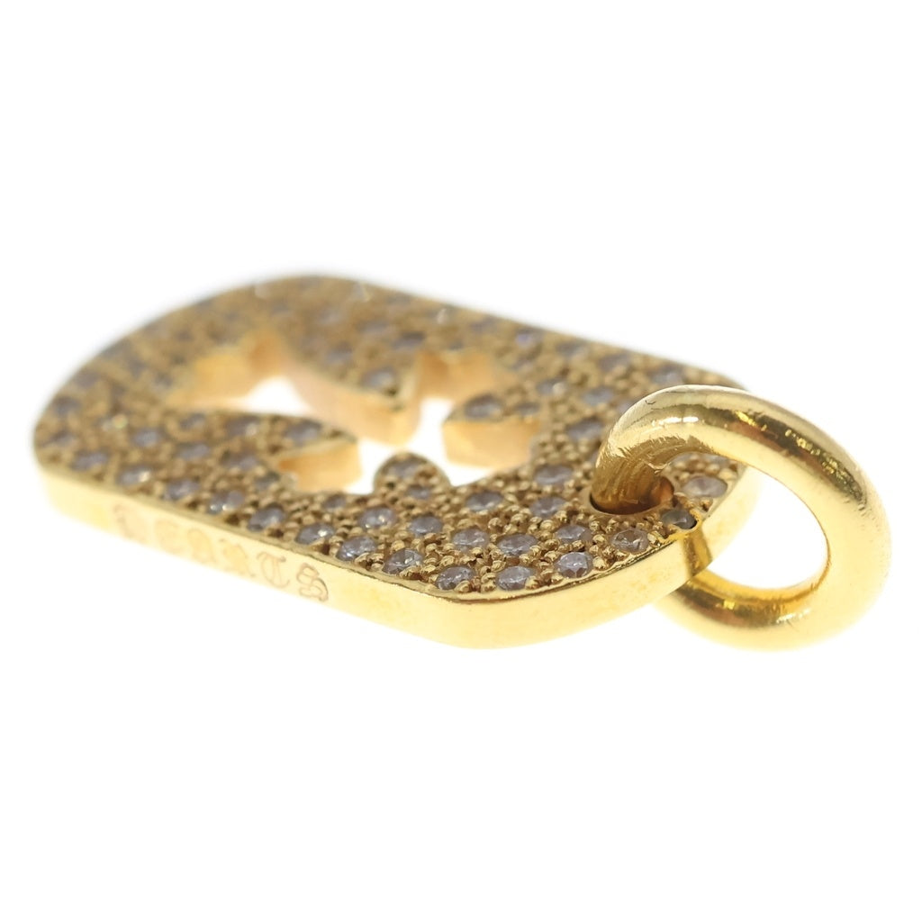 CHROME HEARTS(クロムハーツ) 22K SMALL DOGTAG P D スモールドッグタグ PAVEダイヤ ゴールドネックレストップ