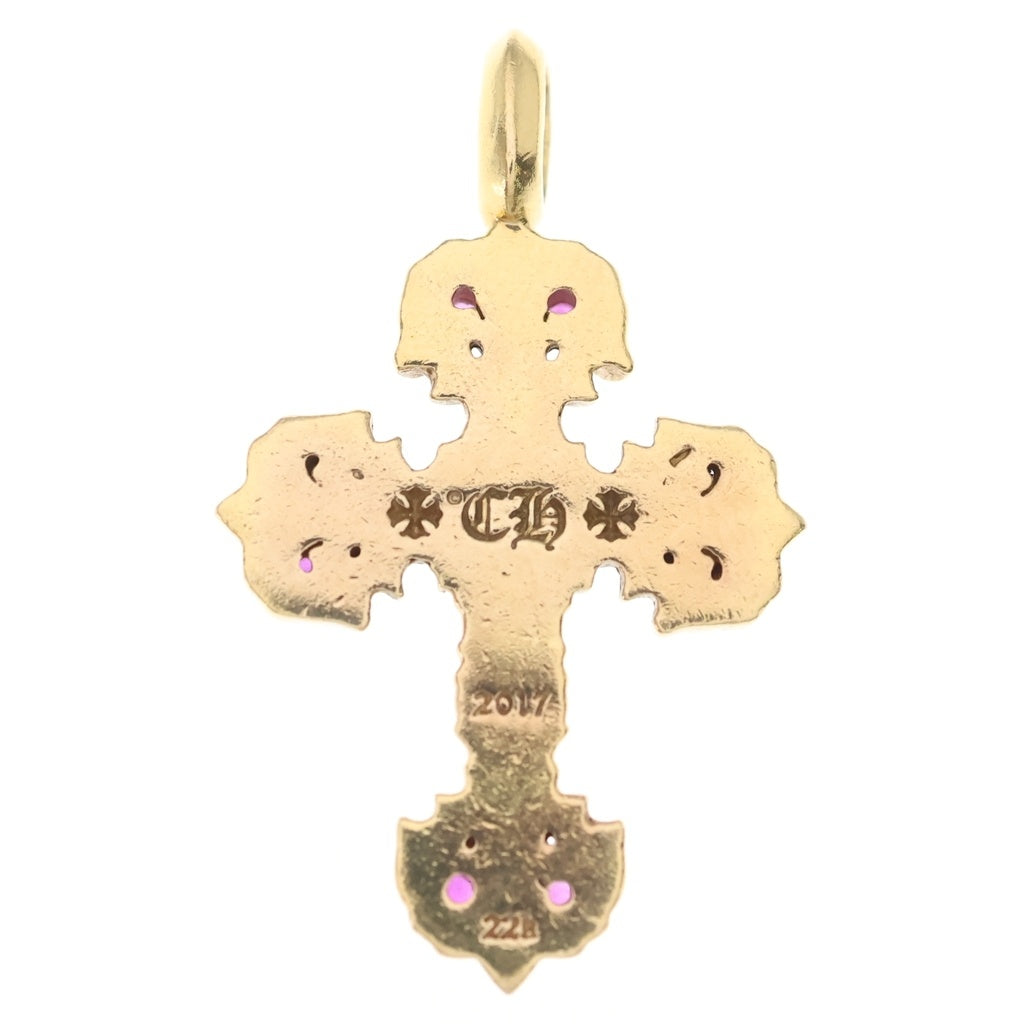 CHROME HEARTS(クロムハーツ) 22K CHARM FILIGREE TINY P SAP タイニーフィリグリー PAVEピンクサファイア ゴールドネックレストップ
