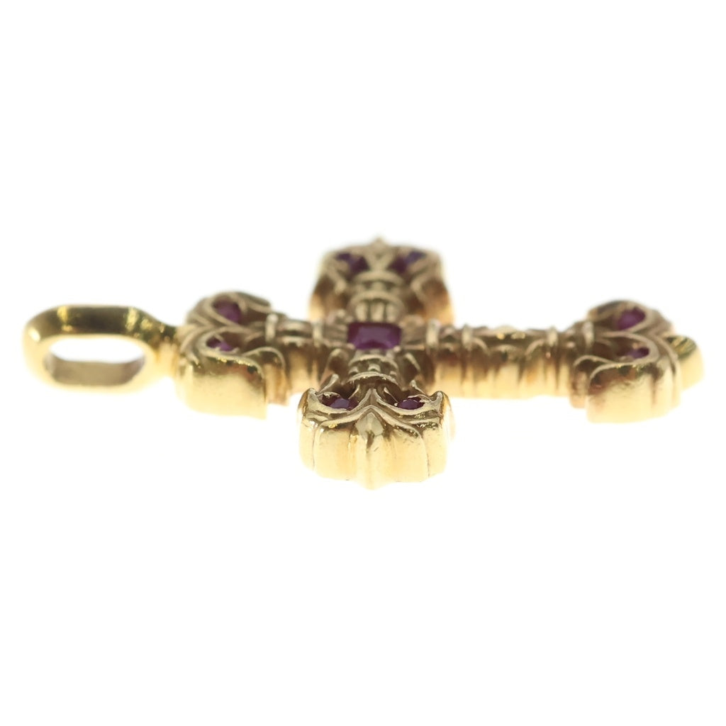 CHROME HEARTS(クロムハーツ) 22K CHARM FILIGREE TINY P SAP タイニーフィリグリー PAVEピンクサファイア ゴールドネックレストップ