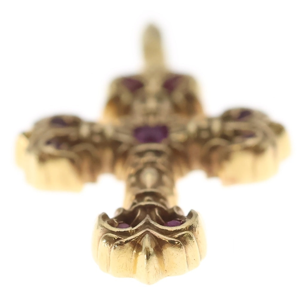 CHROME HEARTS(クロムハーツ) 22K CHARM FILIGREE TINY P SAP タイニーフィリグリー PAVEピンクサファイア ゴールドネックレストップ