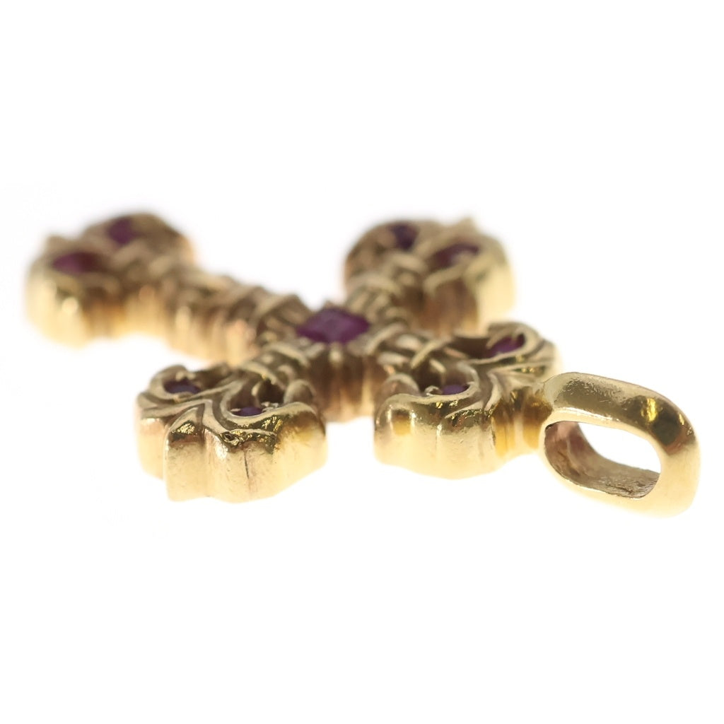 CHROME HEARTS(クロムハーツ) 22K CHARM FILIGREE TINY P SAP タイニーフィリグリー PAVEピンクサファイア ゴールドネックレストップ