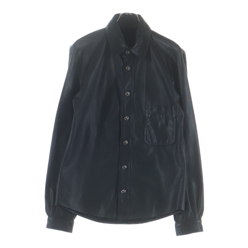CHROME HEARTS(クロムハーツ) クロスボールボタン ラッキーパッチ付き バックフレアニーレザー長袖シャツ