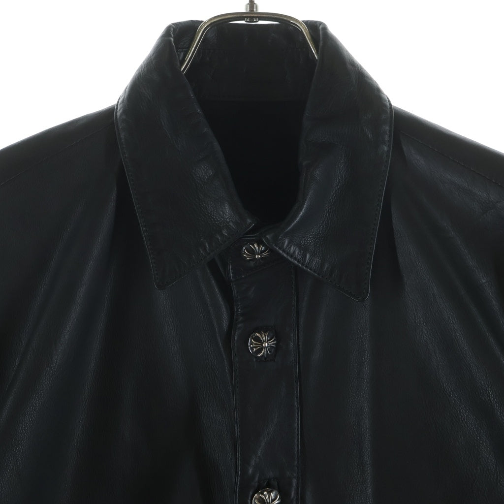 CHROME HEARTS(クロムハーツ) クロスボールボタン ラッキーパッチ付き バックフレアニーレザー長袖シャツ