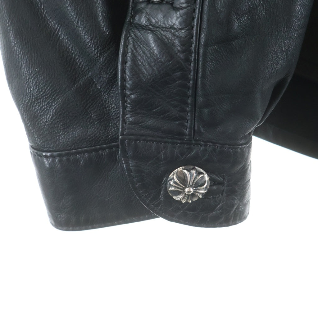 CHROME HEARTS(クロムハーツ) クロスボールボタン ラッキーパッチ付き バックフレアニーレザー長袖シャツ