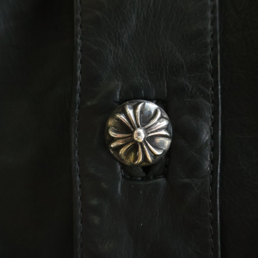 CHROME HEARTS(クロムハーツ) クロスボールボタン ラッキーパッチ付き バックフレアニーレザー長袖シャツ
