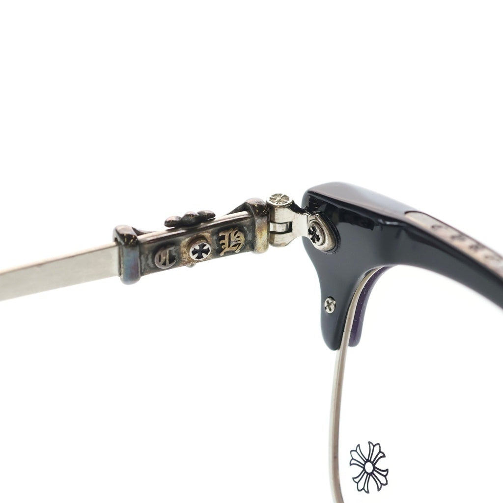 CHROME HEARTS(クロムハーツ) BONENNOISSEUR II テンプルCHクロス ハーフリム アイウェア 眼鏡 メガネ ブラック/シルバー