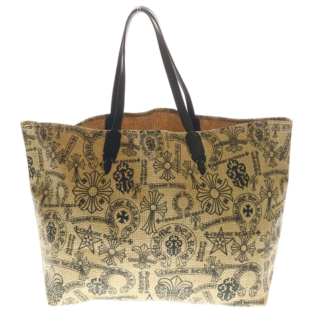 CHROME HEARTS(クロムハーツ) LARGE BEACHES BAG レザー切替ビーチトートバッグ ラージ ブラウン レディース