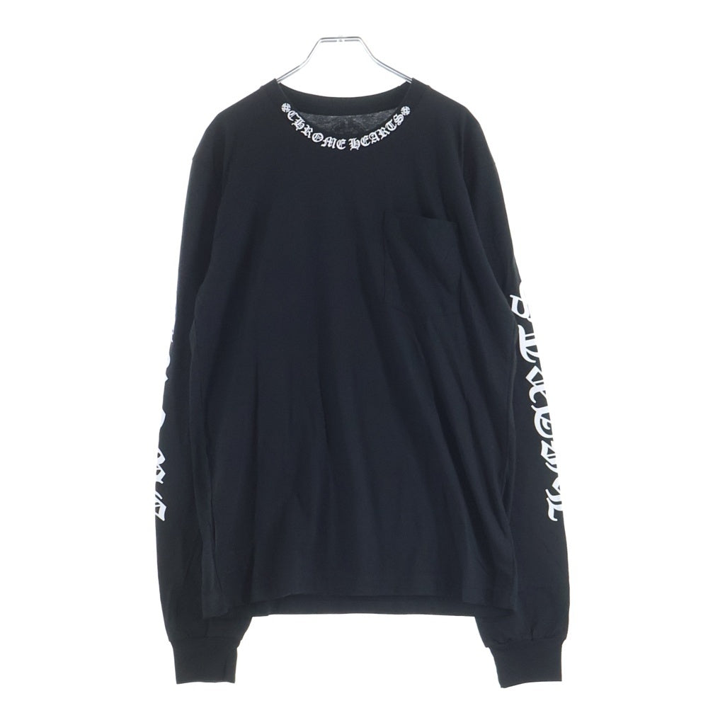 CHROME HEARTS(クロムハーツ) CH L S 1 ネックロゴプリント 長袖Tシャツ カットソー ブラック/ホワイト -