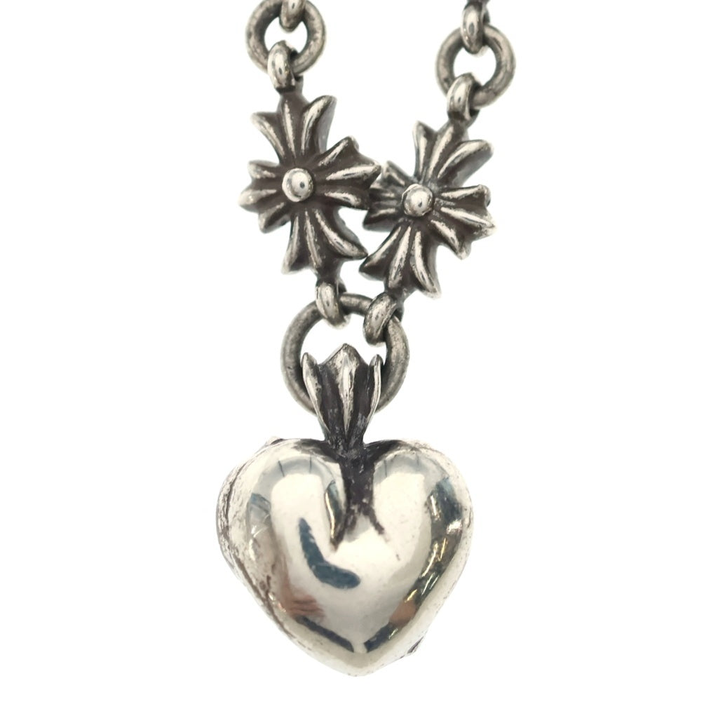 CHROME HEARTS(クロムハーツ) TINY E CH PLS HEART タイニーE CHプラスリンク ハートチャーム ネックレス シルバー 16inch -