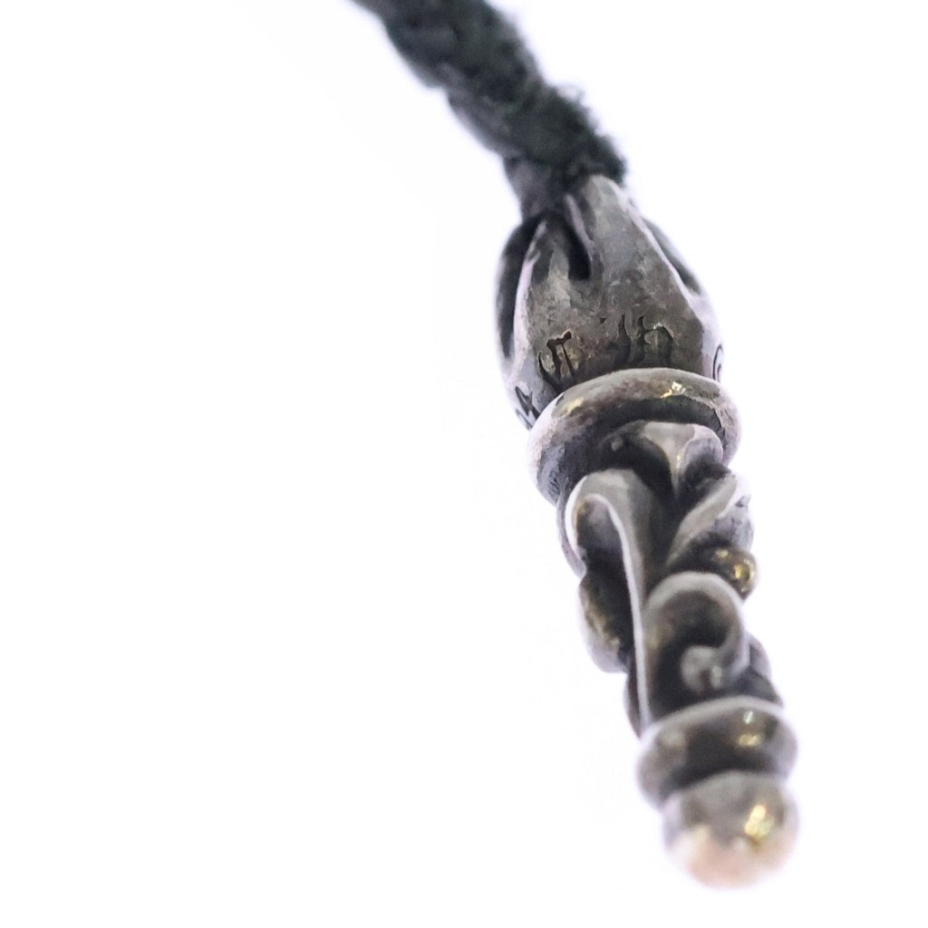 CHROME HEARTS(クロムハーツ) LEATHER BRAID SCROLL ネックレス レザーブレイドネックレス ブラック/シルバー BCA377 -