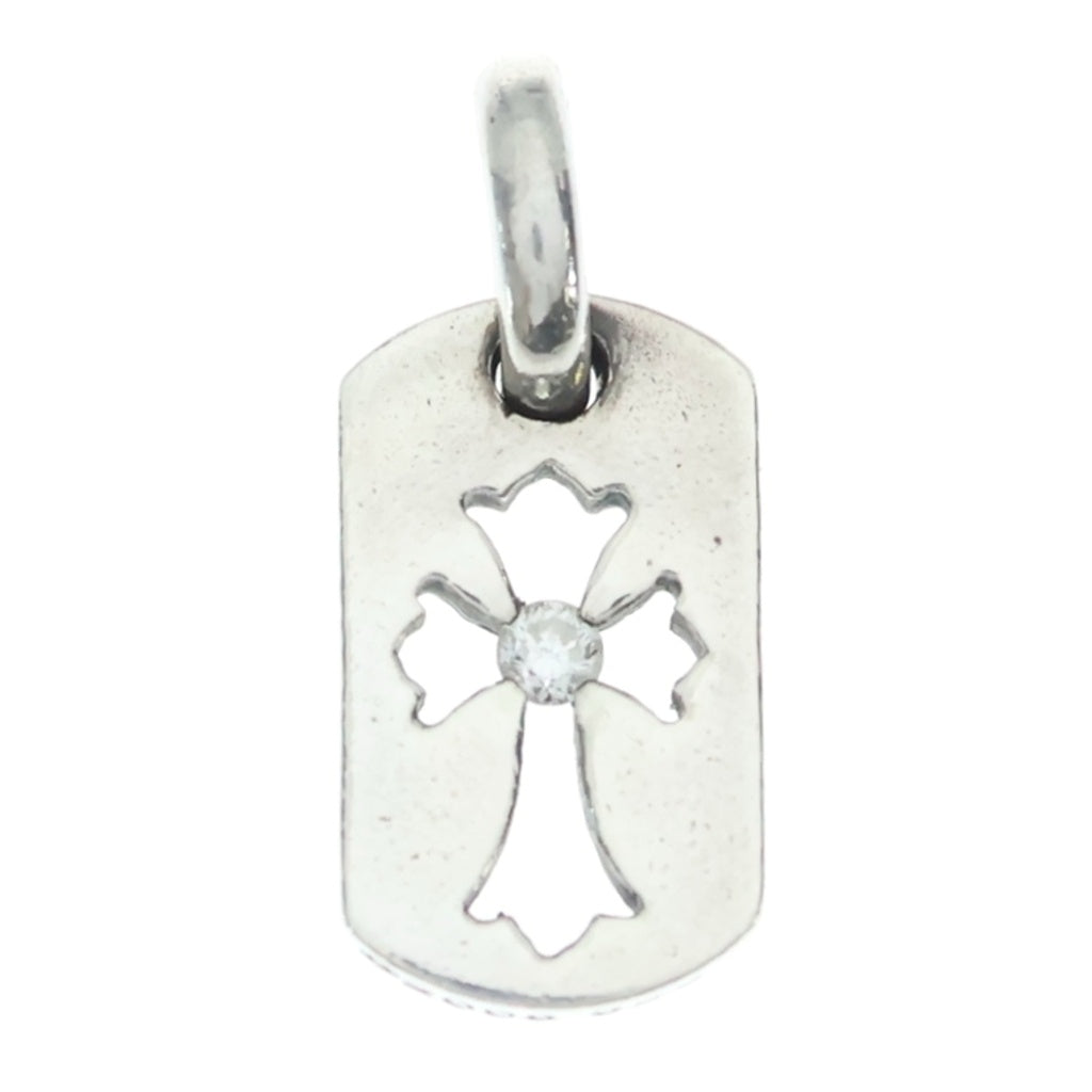 CHROME HEARTS(クロムハーツ) DT TNY CO CRS 1DIA タイニーカットアウトクロスドッグタグ 1ダイヤ チャーム ネックレストップ シルバー BCA410