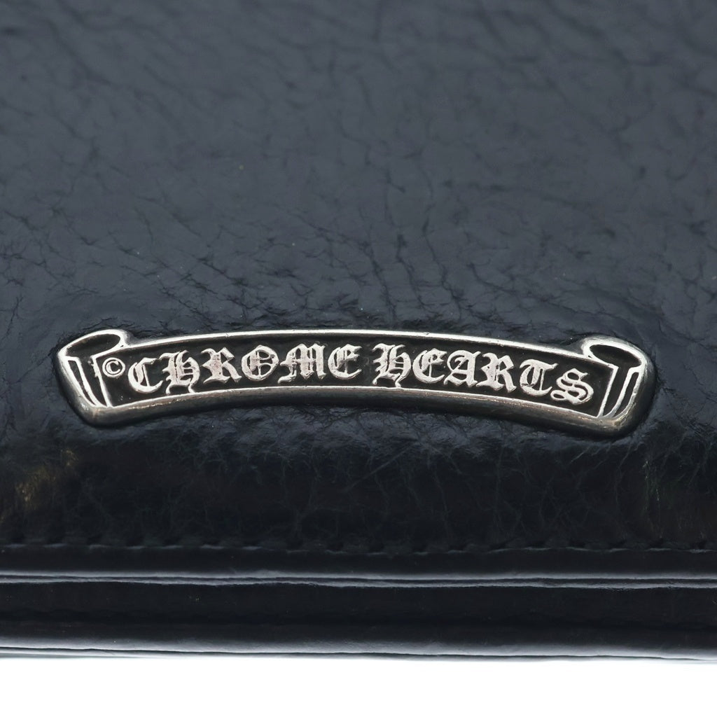 CHROME HEARTS(クロムハーツ) 3POCKET CARD CASE スクロールラベル 3ポケット レザーカードケース ブラック