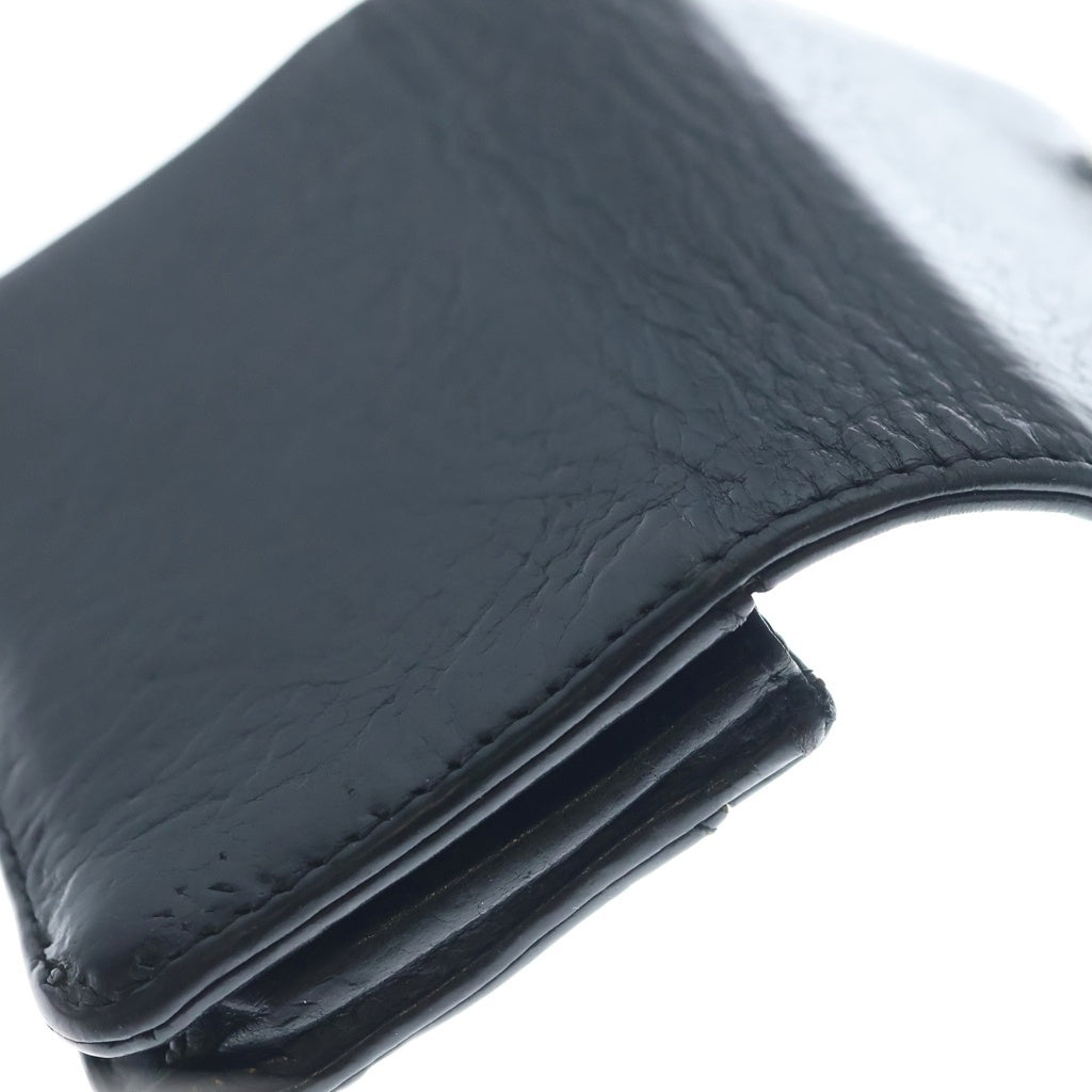 CHROME HEARTS(クロムハーツ) 3POCKET CARD CASE スクロールラベル 3ポケット レザーカードケース ブラック