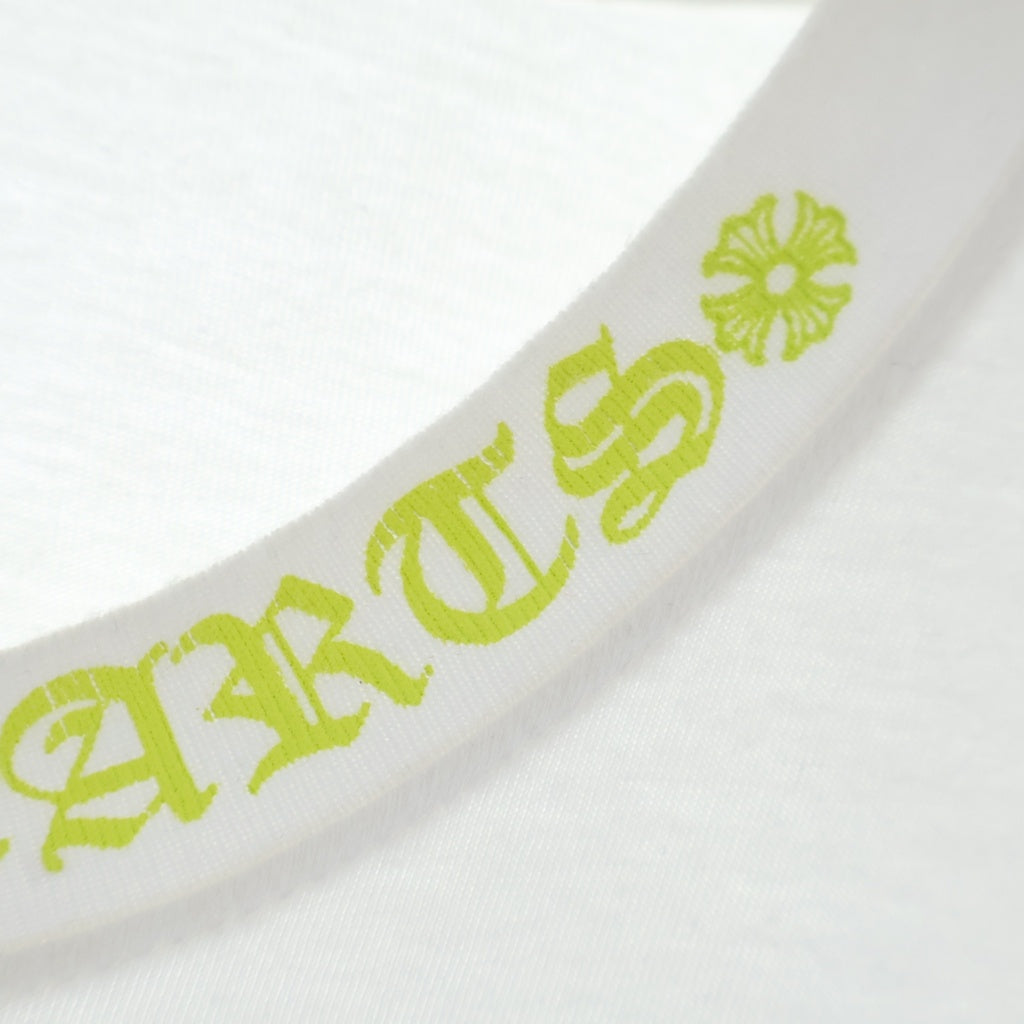 CHROME HEARTS(クロムハーツ) NECK LOGO LONG SLEEVE TEE ネックロゴ バックスクロールラベル ロングスリーブ 長袖Tシャツ カットソー ロンT 袖プリント ホワイト/イエロー