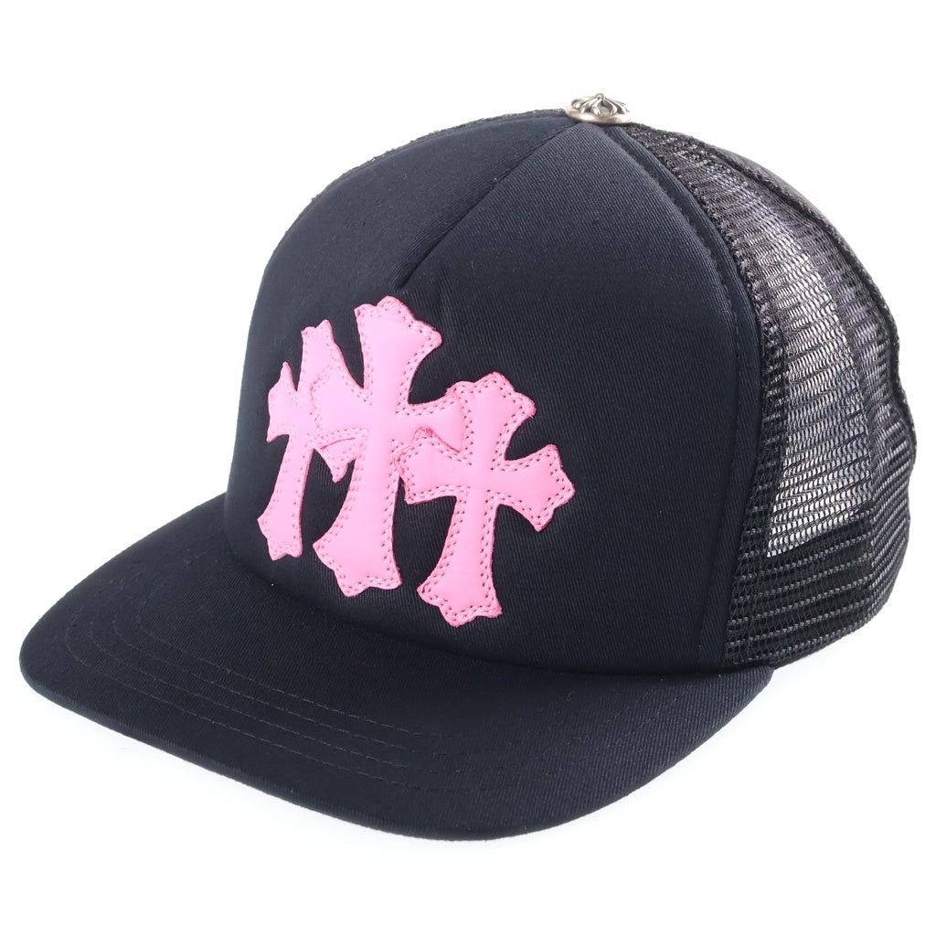 CHROME HEARTS(クロムハーツ) TRUCKER CAP トラッカーキャップ 3セメタリーレザーパッチメッシュ帽子 ブラック/ピンク