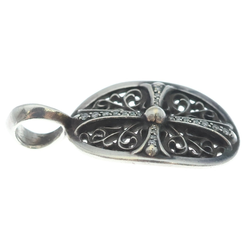 CHROME HEARTS(クロムハーツ) CLSC OVAL P DMND クラシックオーバル PAVEダイヤ シルバー ネックレストップ