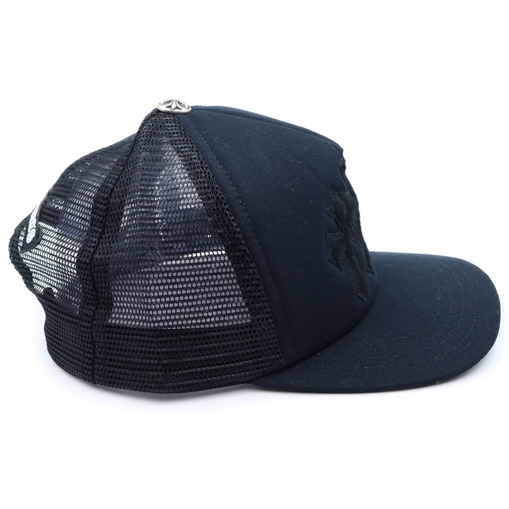 CHROME HEARTS(クロムハーツ) TRUCKER CAP トラッカーキャップ ハラコ3セメタリーレザーパッチメッシュキャップ ブラック
