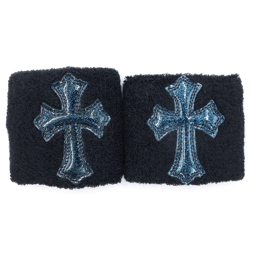 CHROME HEARTS(クロムハーツ) GALAXY PATENT LEATHER CROSS PATCH WRISTBAND ギャラクシー パテントレザー クロスパッチ リストバンド ブルー/ブラック