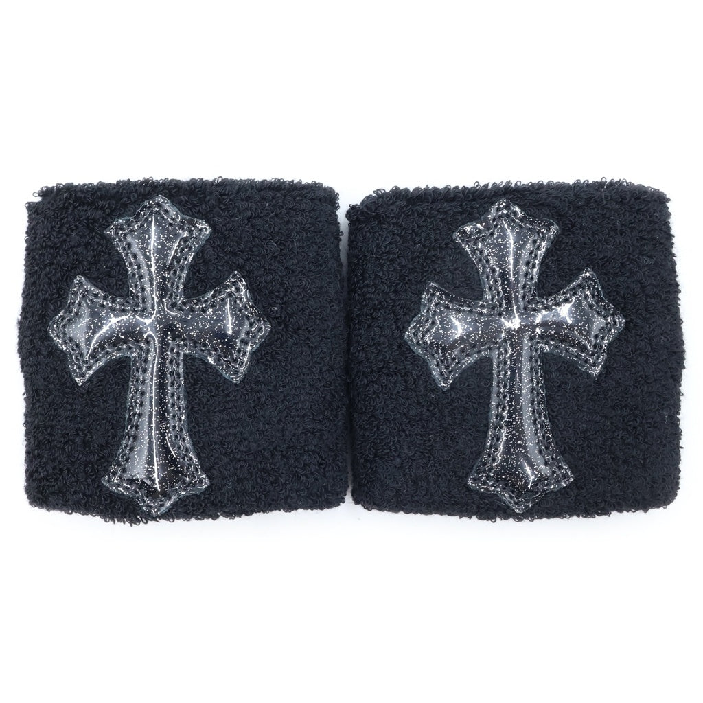 CHROME HEARTS(クロムハーツ) GALAXY PATENT LEATHER CROSS PATCH WRISTBAND ギャラクシー パテントレザー クロスパッチ リストバンド ブラック/ブラック