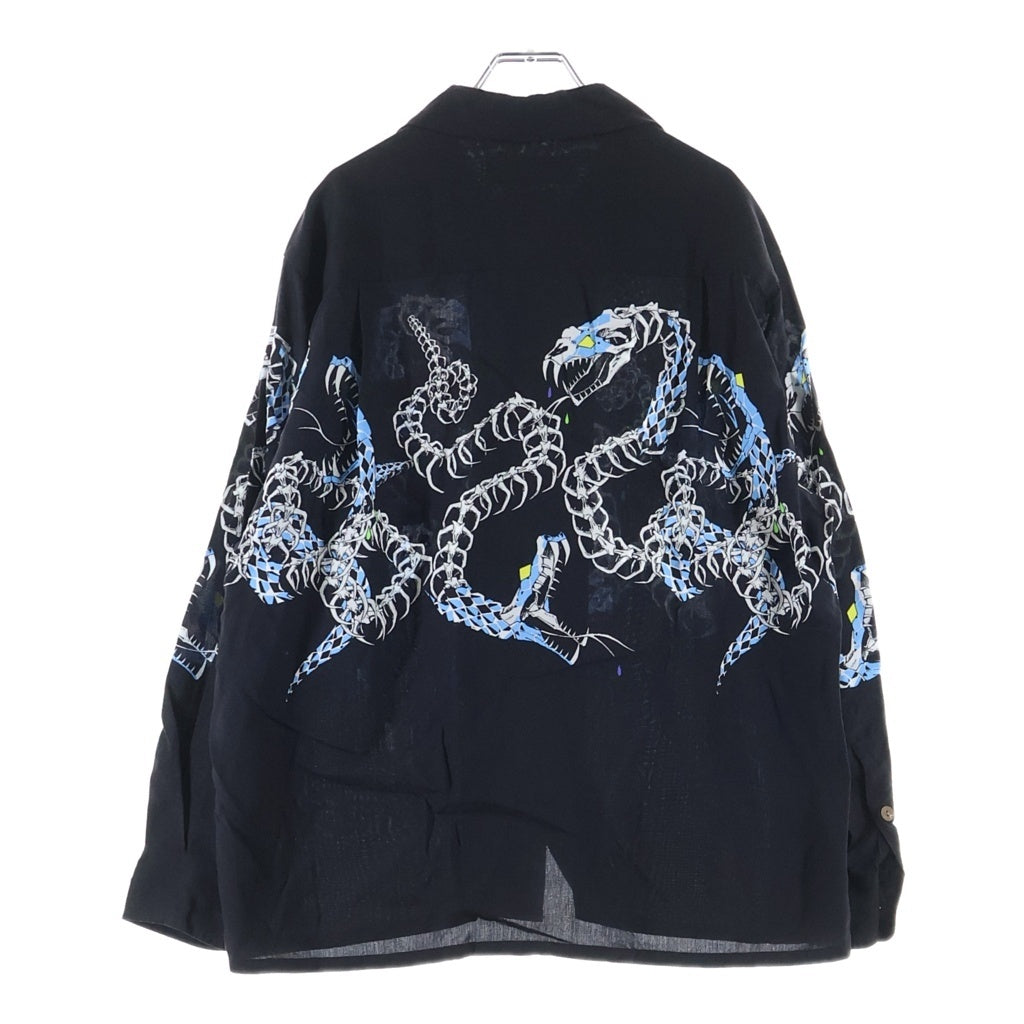 WACKO MARIA(ワコマリア) 25AW 世界平和プロジェクト HAWAIIAN SHIRT ハワイアン 長袖シャツ ブラック