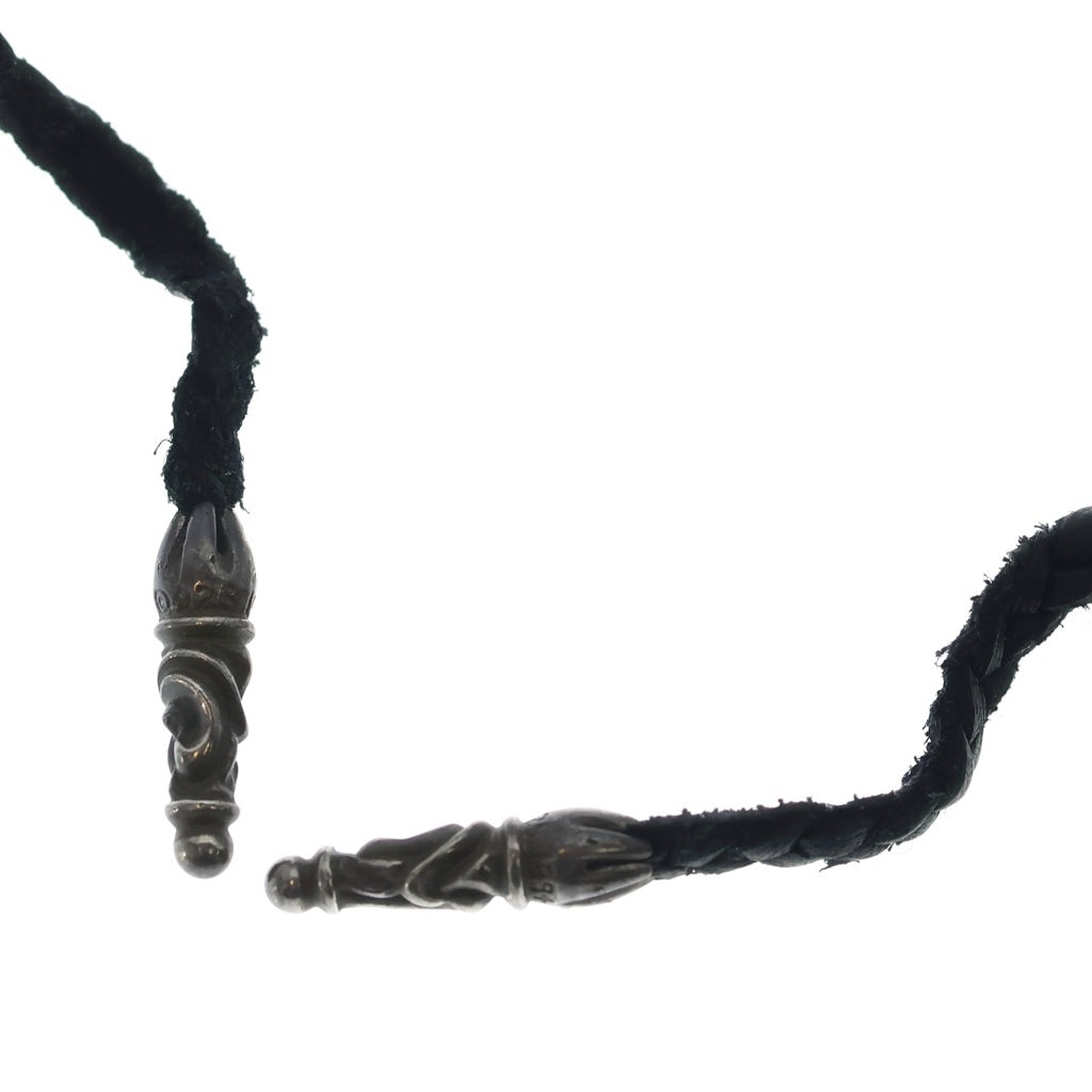 CHROME HEARTS(クロムハーツ) LEATHER BRAID SCROLL ネックレス レザーブレイドネックレス ブラック/シルバー BCA377