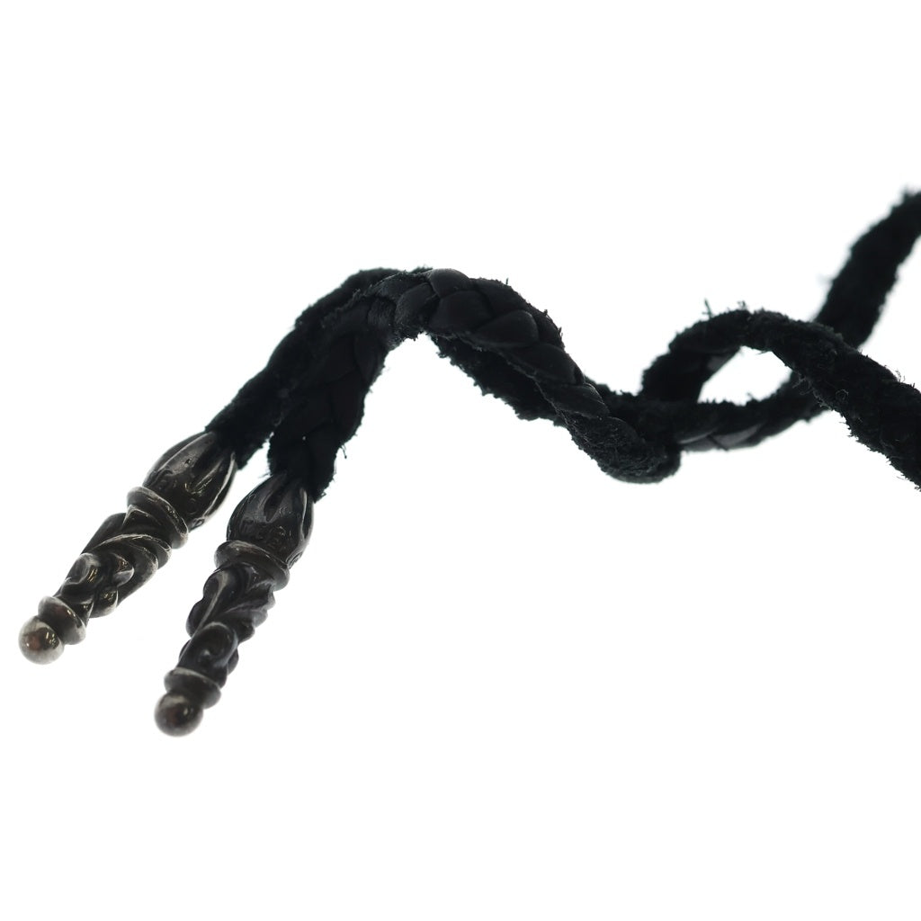 CHROME HEARTS(クロムハーツ) LEATHER BRAID SCROLL ネックレス レザーブレイドネックレス ブラック/シルバー BCA377