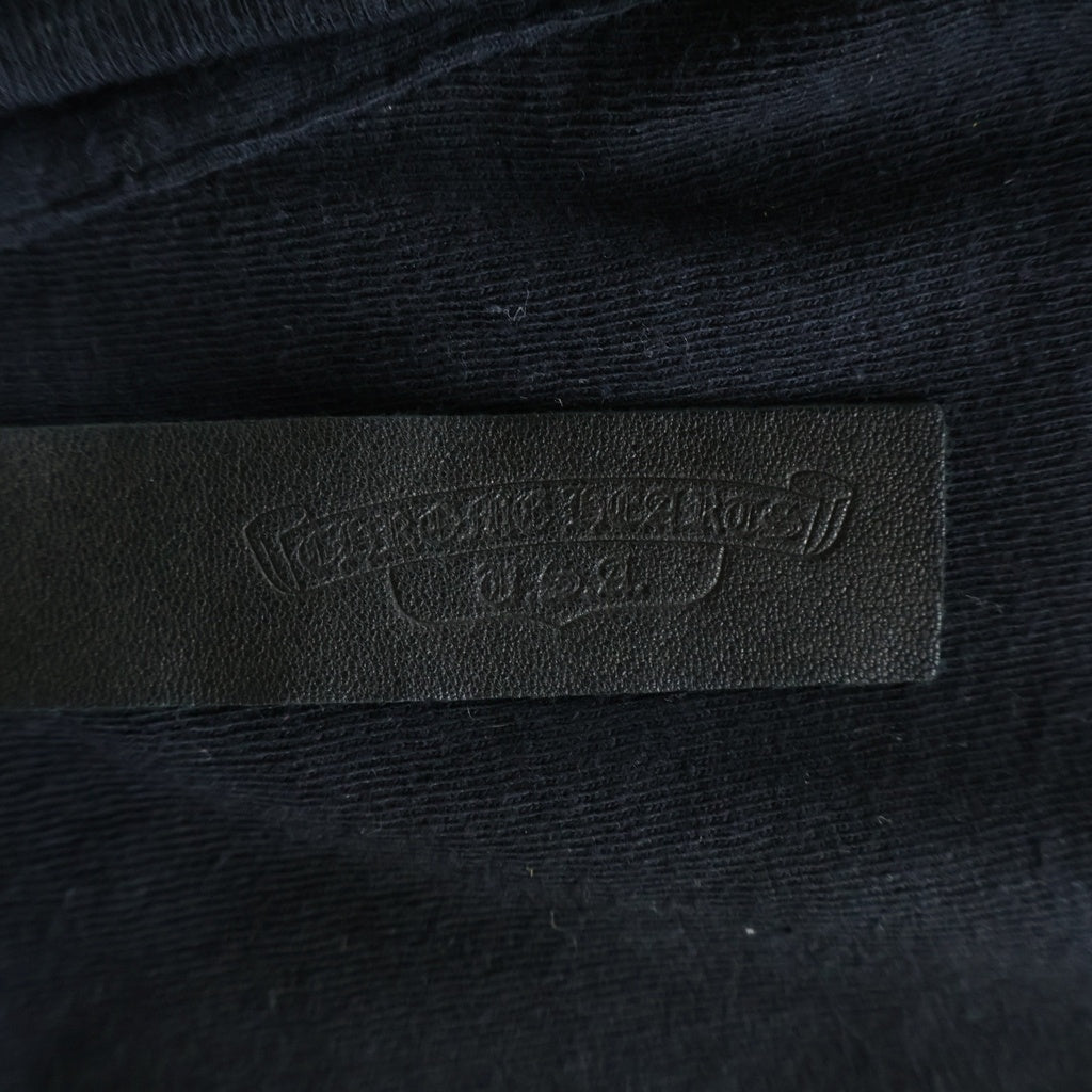 CHROME HEARTS(クロムハーツ) HNLY ヘンリーネック フレアボタン クロスパッチ付き 半袖Tシャツ カットソー ブラック