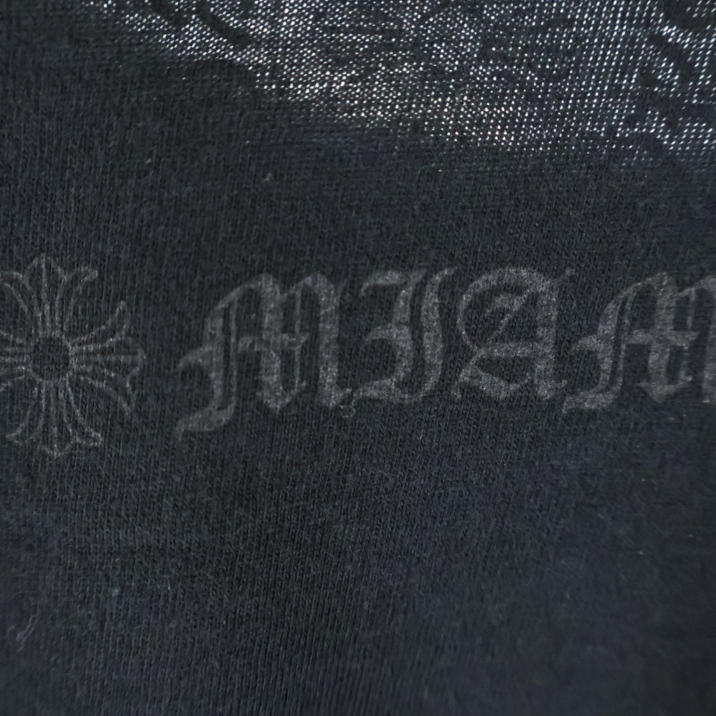 CHROME HEARTS(クロムハーツ) MIAMI LTD Vertical Logo L/S Tee マイアミ限定 ヴァーティカルロゴプリント 袖フローラル 長袖Tシャツ カットソー ブラック