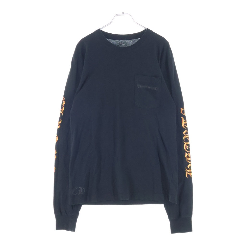 CHROME HEARTS(クロムハーツ) CH L/S 袖英字ロゴ バックヴァインダガープリント長袖Tシャツカットソー ブラック