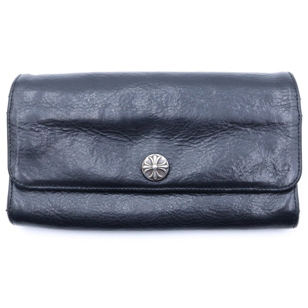 CHROME HEARTS(クロムハーツ) JUDY CROSS BALL ジュディ クロス ボール ボタン レザーウォレット 長財布 ブラック