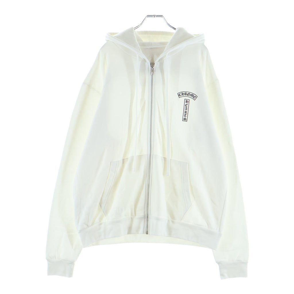 CHROME HEARTS(クロムハーツ) SWTSHRT HD ZIP バックアーチロゴ フロントTバープリントパーカー ホワイト