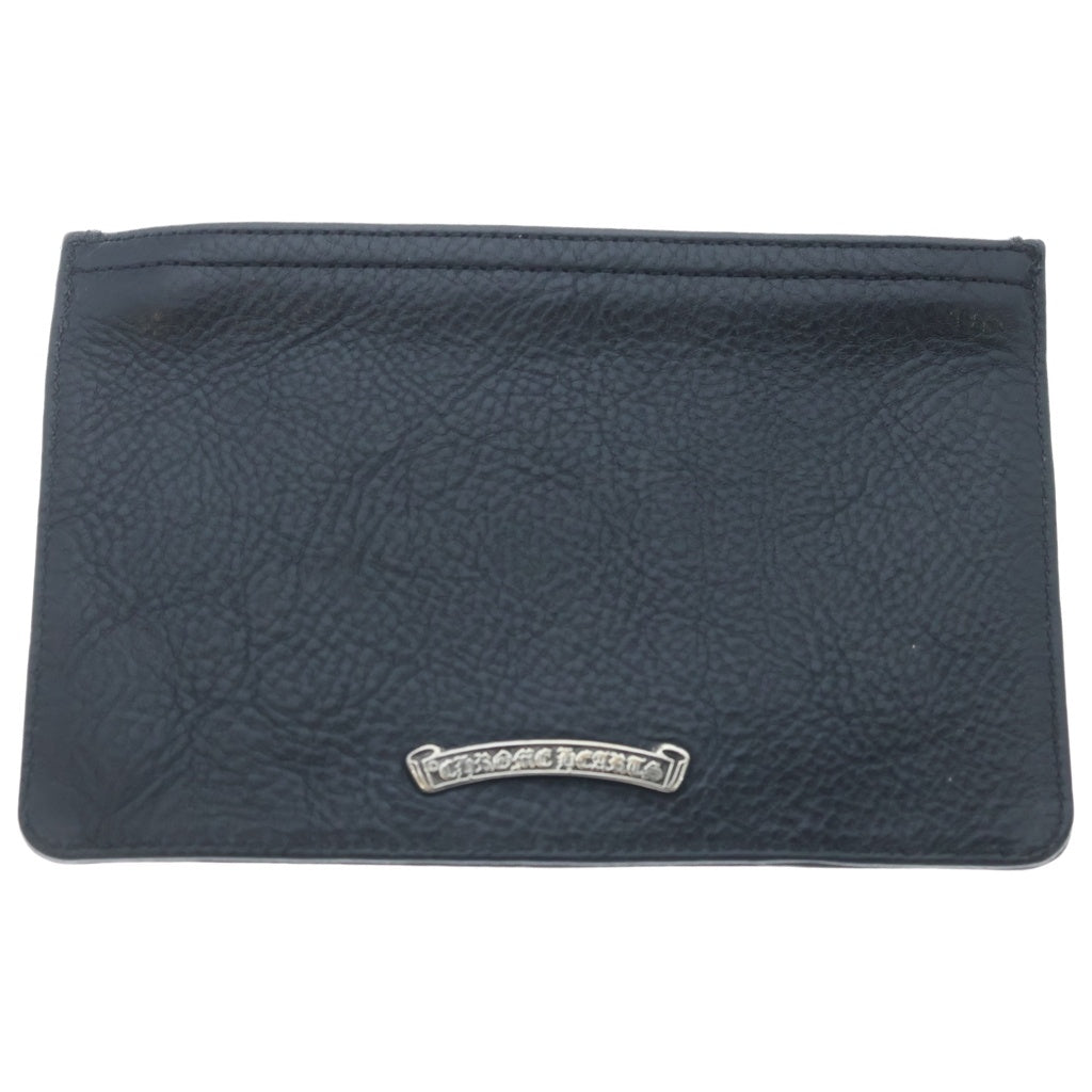 CHROME HEARTS(クロムハーツ) クロスパッチ付き #2 ジッパー レザー チェンジパース 小銭入れ ブラック
