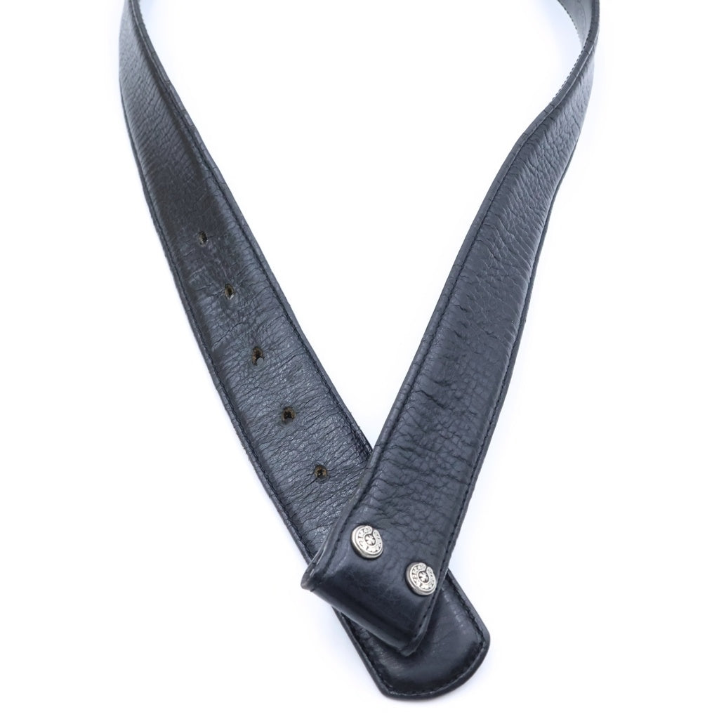 CHROME HEARTS(クロムハーツ) 1.5 STRAP 1.5inchスクロールレーベルリベッツ レザーベルト ブラック