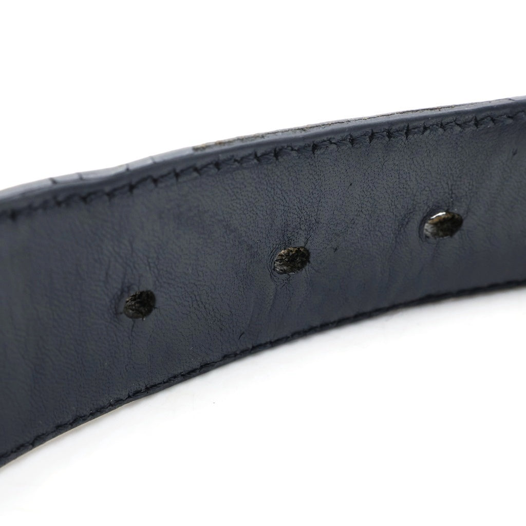 CHROME HEARTS(クロムハーツ) 1.5 STRAP 1.5inchスクロールレーベルリベッツ レザーベルト ブラック