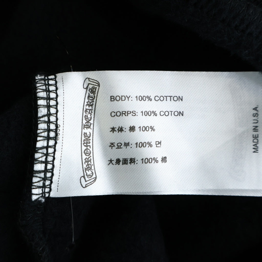 CHROME HEARTS(クロムハーツ) SWTSHRT HD PLVR スクロールラベルロゴ 袖英字プリント プルオーバーパーカー フーディー ブラック